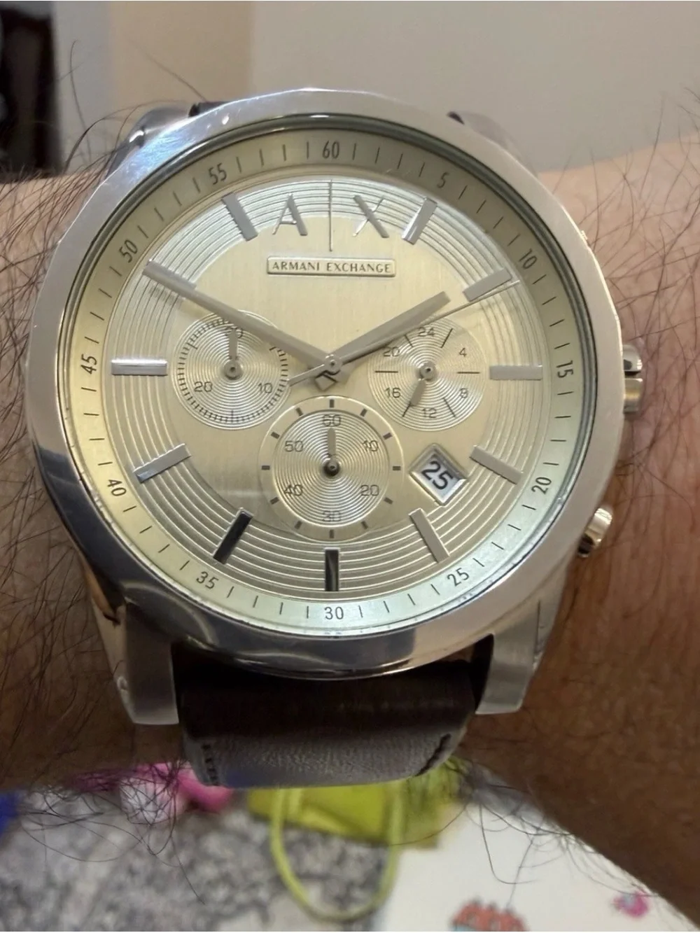 Armani Exchange Outerbanks AX2506 Mens Chronograph Brown Leather Watch 45mm AX